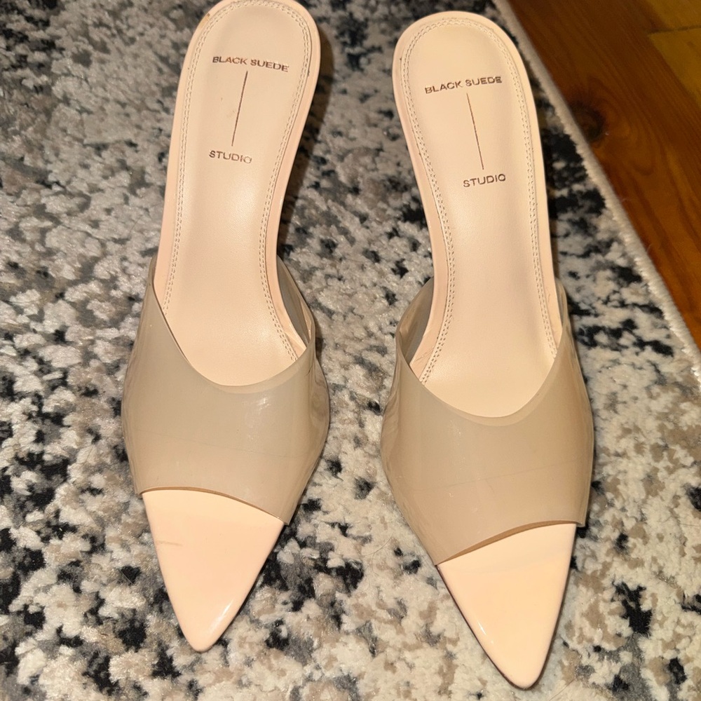 Black Suede Studio Nude Heels